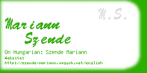 mariann szende business card